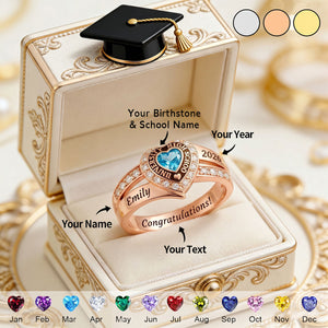 Every end is a new beginning - Personalized Birthstone Ring, Gift for Graduation