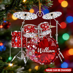 Drum Music Crystal Effect - Personalized Acrylic Ornament, Christmas Gift For Drummer