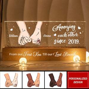 Couple Holding Hands Personalized Acrylic Block LED Night Light