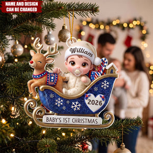 Joyful First Christmas for Your Sweet Baby - Personalized Acrylic Custom Shape Ornament