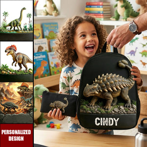 Personalized Kid Dinosaur Backpack Set