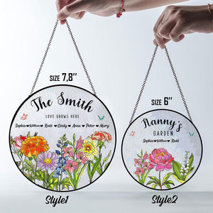 Grandma's Blooming Garden - Personalized Birth Flowers Glass Art Suncatcher
