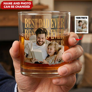 Custom Vintage 'Best Dad Ever' Photo - Personalized Custom Whiskey Glass, Gift For Dad