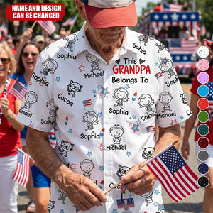 This Daddy Belongs To USA Flag Pattern - Personalized Hawaiian Shirt