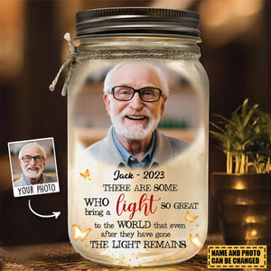 Personalized Memorial Gift The Light Remains Mason Jar Light