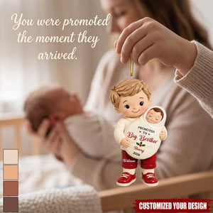 Promoted To Big Sibling Christmas Theme - Personalized Acrylic Ornament - New Big Brother/Sister Gift