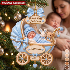 Personalized Commemorating Baby's First Christmas Acrylic Ornament With Name