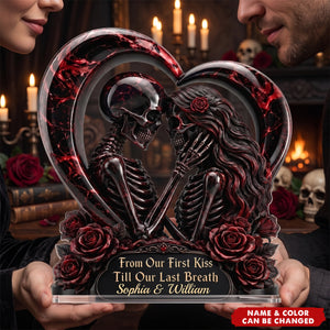Custom Gothic Skeleton Acrylic Plaque - Personalized Halloween Decor, Anniversary Wedding Gift