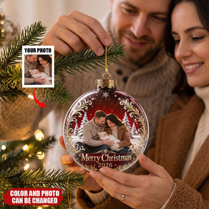 Custom Photo Acrylic Ornament - Personalized Christmas Baby Shower, Gender Reveal Gifts