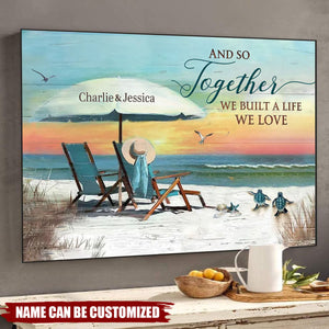 Beach Couple Personalized Canvas, Housewarming, Valentine’s Day Gift
