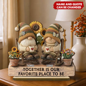 3D Effect Dwarf Couple Grow Old Together - Personalized 2-Layered Wooden Plaque - Anniversary, Valentine's Day Gift For Him, Gift For Her