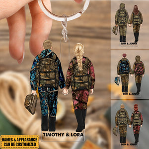 Hunting Couple - Personalized Acrylic Keychain - Valentine's Day, Anniversary Gift For Couple