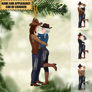 Personalized Couple Cowboy And Cowgirl Christmas Ornament