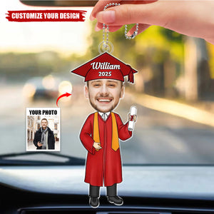 Custom Photo You Belived You Could So You Did - Personalized Acrylic Car Ornament, Graduation Gift For Family Members