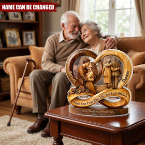 Custom 50th Wedding Anniversary Acrylic Block, 50th Golden Wedding Gift For Parents/ Grandparents