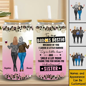 Because Of You I Laugh A Little Harder - Personalized Clear Glass Cup