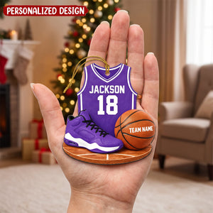 Personalized Basketball Ornament, Custom Name Team Number Sports Keepsake
