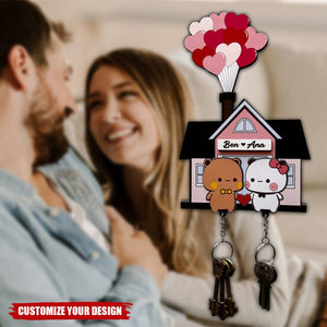 Couple Personalized Keychain Wooden Keychain Holder