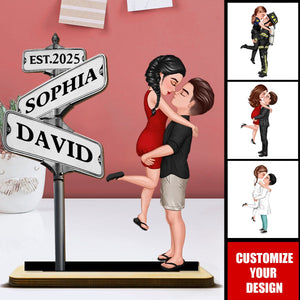 Personalized Standing Wooden Plaque With Couple Custom Street Signs