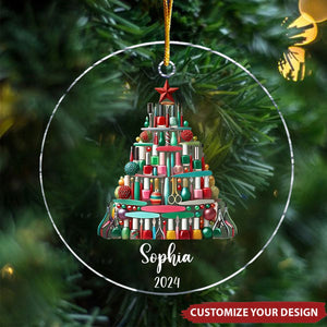 Custom Nail Artist Acrylic Ornament - Personalized Nail Salon Ornament