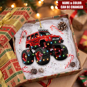 Personalized Monster Truck Ornament, Custom Name Christmas Ornament, Gift For Boys