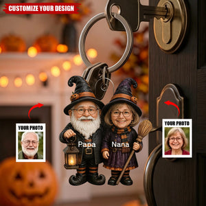 Personalized Grandparents Acrylic Keychain , Spooky Family Keepsake