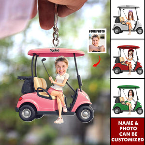 Custom Photo Lady Golfer Personalized Keychain