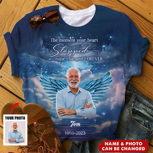Your Wings Were Ready But My Heart Was Not Upload Photo - Sky Moon Background Personalized 3D T-Shirt