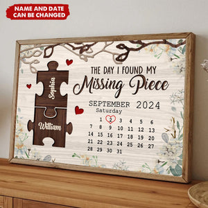 Personalized The Day I Found My Missing Piece Anniversary Gift Calendar Poster