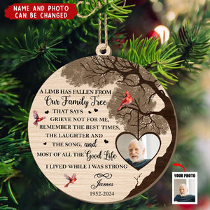 Custom Photo Memorial A Limb Has Fallen - Personalized Shaped Wooden Ornament