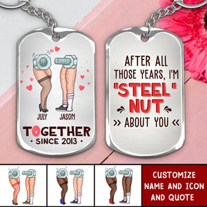 Nut And Screw Couple Personalized Aluminium Keychain - Gift Idea For Couple