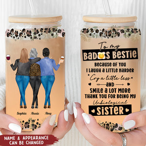 Because Of You I Laugh A Little Harder - Personalized Clear Glass Cup