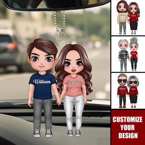 Old Young Doll Couple Annoying Each Other Personalized Acrylic Ornament