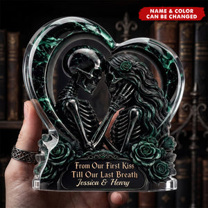 Custom Gothic Skeleton Acrylic Plaque - Personalized Halloween Decor, Anniversary Wedding Gift