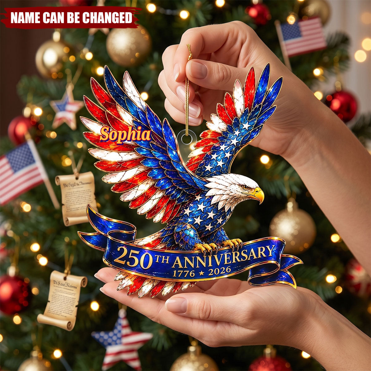 America 250 Years Ornament 2026, Patriotic Eagle Christmas Ornament