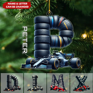 Custom Letter Sport Car Racing Ornament, Gift For Racing Fan