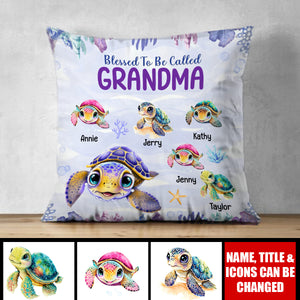 Blessed To Be Called Grandma Mom Personalized Pillow