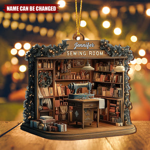 Celebrating The Joy Of Crafting Sewing Room Awaits, Custom Wood Ornament