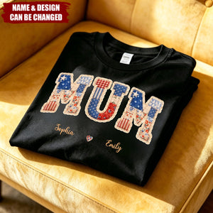 Custom Faux Embroidery Unisex T-shirt- Personalized Mother's Day Birthday Gifts For Mom, Grandma - Mama Love