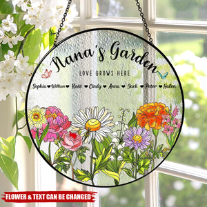 Grandma's Blooming Garden - Personalized Birth Flowers Glass Art Suncatcher