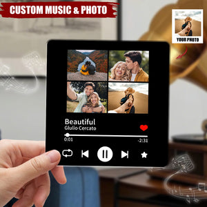 Couple Custom Song And Multiple Photo Playable Music Fridge Magnet