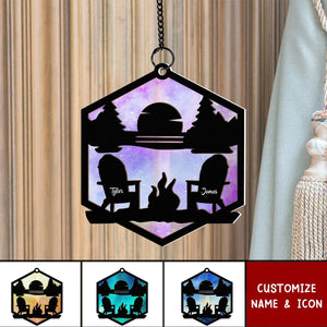 Mountain Camping - Personalized Window Hanging Suncatcher Ornament