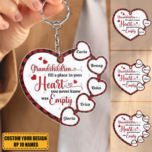 Grandchildren Fill A Place In Your Heart - Personalized Acrylic Keychain