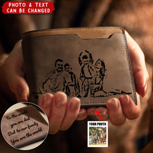 Personalized Engraved Photo Leather Short Wallet For Men