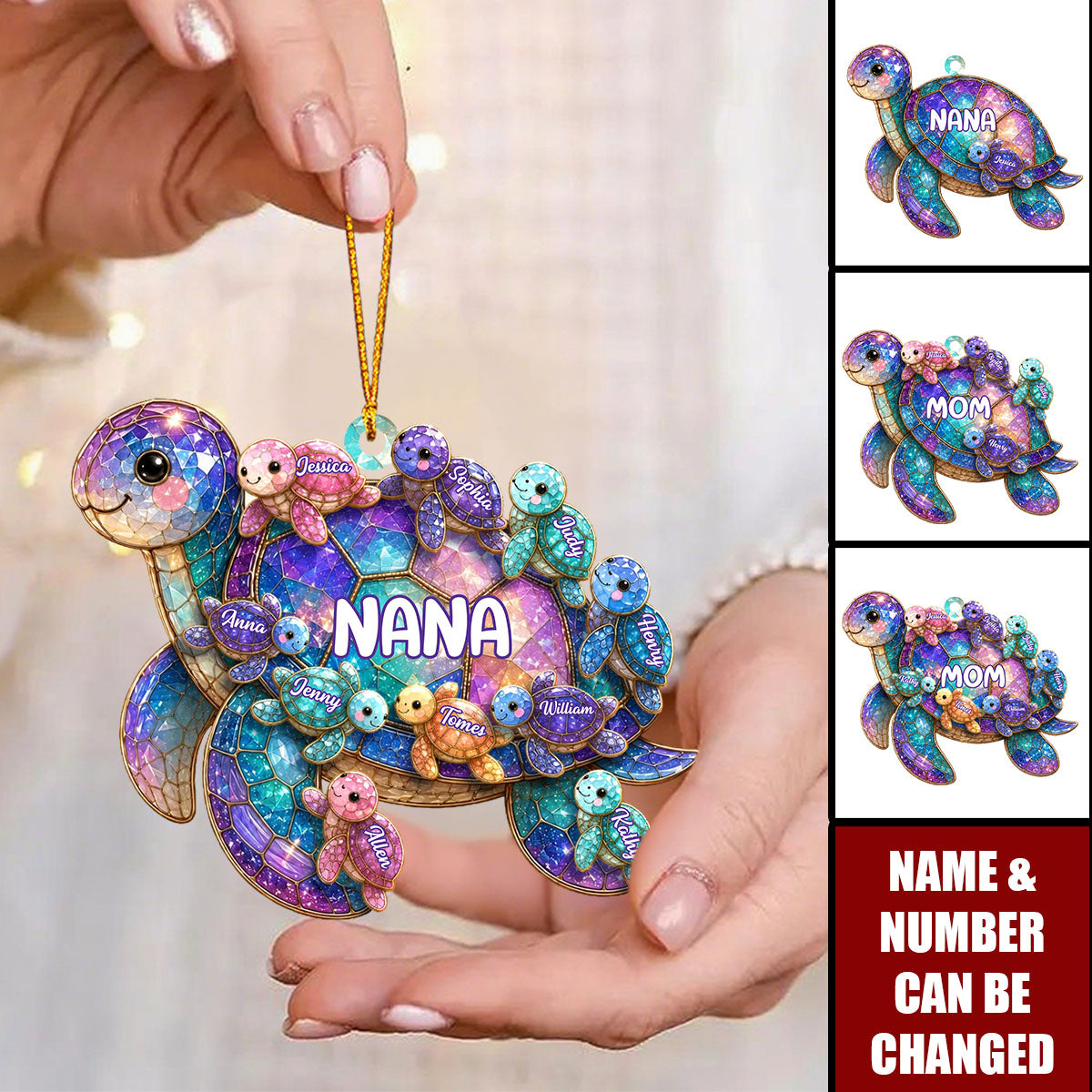 Happy Together Forever Mama Turtle Family - Personalized Acrylic Ornament
