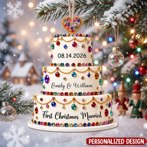 First Christmas Married, Custom Acrylic Ornament, Gift For Couples