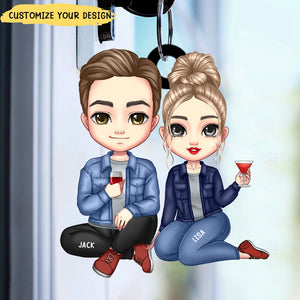 Couple Sitting Together Anniversary Gift For Couples Acrylic Keychain