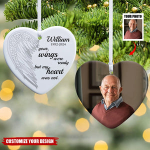 Your Wings Personalized Heart 2-sided Photo Ceramic Ornament