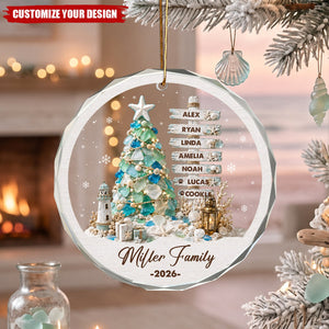 Personalized Coastal Family Christmas Ornament, Custom Names Beach Tree Keepsake
