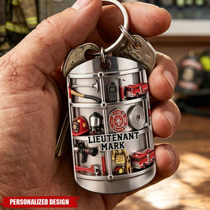 Firefighter Gear Shelf, Personalized Stainless Steel Keychain, Gift For Firefighter